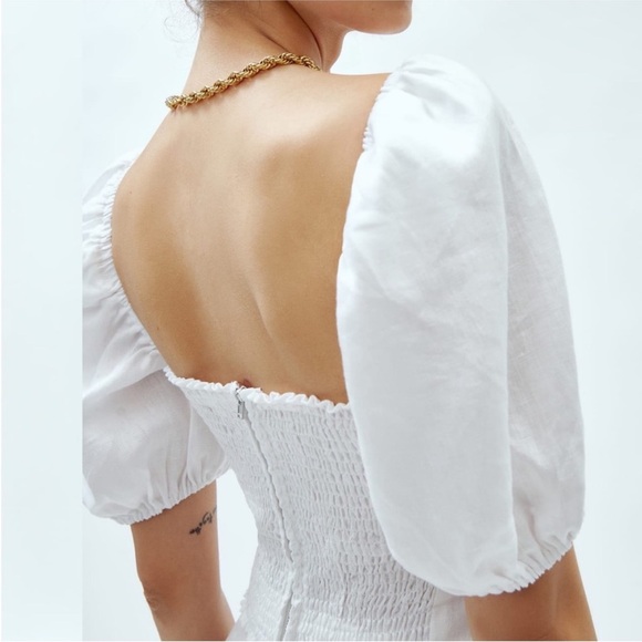 BNWT Reformation Karina White Twist Front Linen Blouse - Picture 3 of 7